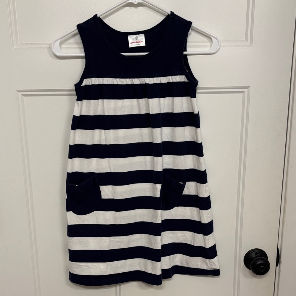 Hanna Andersson Navy and White Striped Dress